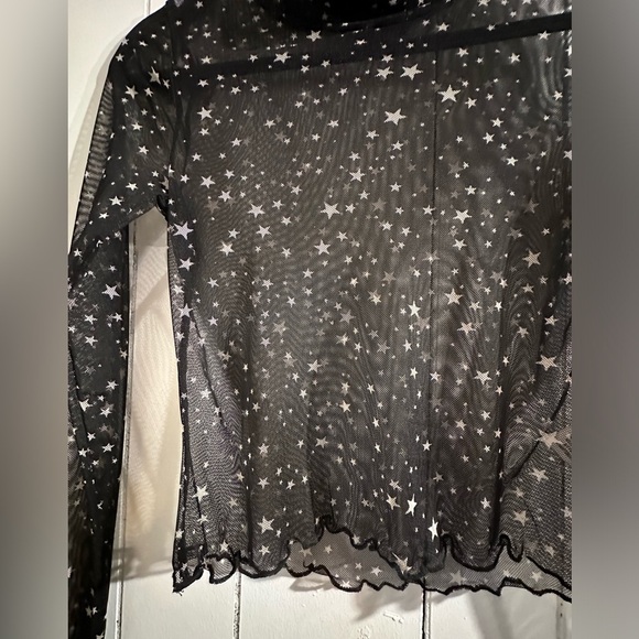 LA LA LAND CREATIVE CO black Star sheer top - Picture 2 of 3